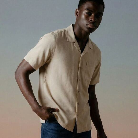 Tommy Bahama Shirt XL Tan Silk Button Down Short Sleeve Camp Casual Resort Wear - Picture 13 of 13